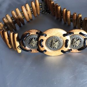Wood and brass belt. Tribal